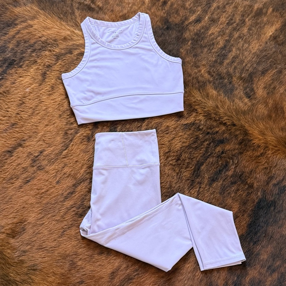 Harmony Balance Lavender Pilates and Yoga Matching Set Crop Top Leggings Large